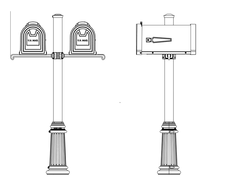 Oakmont, cast aluminum, double unit, post mount